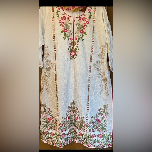 Three pieces Indian Pakistani outfit embroidered cotton - Picture 2 of 4